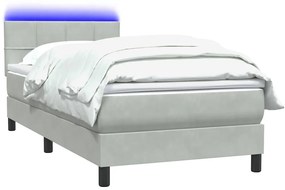 vidaXL Κρεβάτι Boxspring με Στρώμα Ανοιχτό Γκρι 100x210 εκ. Βελούδινο