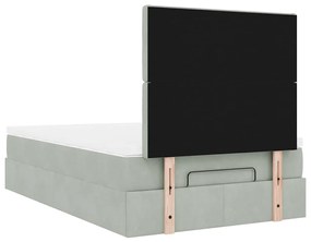 Οθωμανικό κρεβάτι με στρώματα &amp; LEDs Ανοιχτό γκρι Βελούδο 3314456