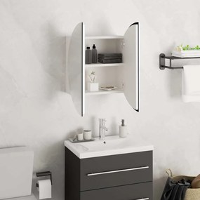 vidaXL Ντουλάπι Μπάνιου με Στρογγυλό Καθρέφτη&amp;LED Λευκό 40x40x17,5 εκ.
