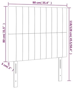 vidaXL Κεφαλάρι Κρεβατιού LED Σκούρο Πράσινο 90x5x118/128εκ. Βελούδινο