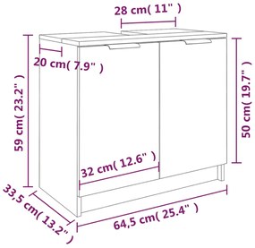 Ντουλάπι Μπάνιου Καφέ Δρυς 64,5x33,5x59 εκ Επεξεργασμένο Ξύλο - Καφέ