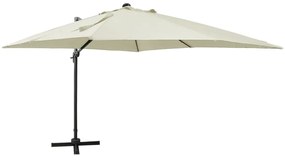 Ομπρέλα Κρεμαστή με Ιστό και LED Χρώμα Άμμου 300 εκ.