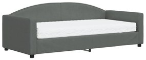 vidaXL Καναπές Κρεβάτι με Στρώμα Σκούρο Γκρι 90 x 190 εκ. Υφασμάτινο