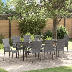 vidaXL Σετ 5 Τεμαχίων Φαγητού Κήπου Γκρι Poly Rattan