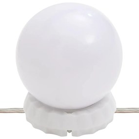 Μπουντουάρ Σετ με LED Λευκό από Μασίφ Ξύλο Πεύκου - Λευκό