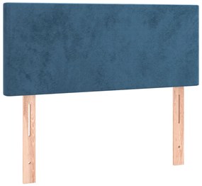 vidaXL Κρεβάτι Boxspring με Στρώμα &amp; LED Σκ. Μπλε 100x200εκ. Βελούδινο