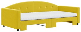 vidaXL Καναπές Κρεβάτι Συρόμενος Κίτρινο Βελούδινος Στρώματα