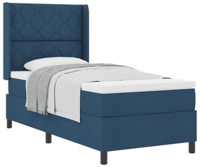 vidaXL κρεβάτι με στρώμα box spring  Μπλε 90x200 εκ. Υφασμάτινο