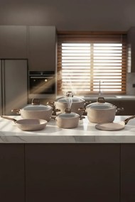 Stewehome Σετ 10 τεμαχίων κατσαρολών από γρανίτη με καπάκια Μπεζ