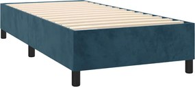vidaXL Κρεβάτι Boxspring με Στρώμα Σκούρο Μπλε 100x200 εκ. Βελούδινο