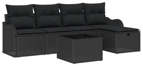 vidaXL Σετ Καναπέ Κήπου 6 pcs Μαύρο 231 x 117 x 85 εκ Πολυ ράταν