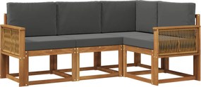 vidaXL Σειρά Καναπέ Εξωτερικού 4 pcs Φυσικό και Ανθρακί Πολυεστέρας