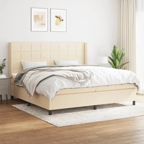 vidaXL Κρεβάτι Boxspring με Στρώμα Κρεμ 200x200 εκ. Υφασμάτινο