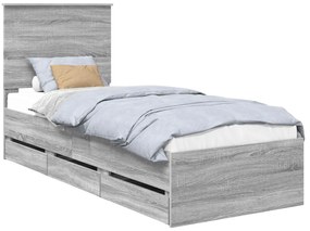 vidaXL Σκελετός Κρεβατιού Γκρίζο Σονομα 75 x 190 cm Μηχανήματος Ξύλο