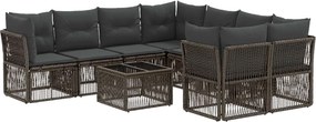 VidaXL Σετ Καναπέ Κήπου 9 τμχ. Γκρι 55 x 55 x 37 εκ συνθετικό ρατάν