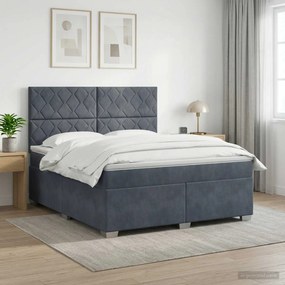 vidaXL Κρεβάτι box spring με στρώμα Σκούρο Γκρι 140 x 200 cm Βελούδο