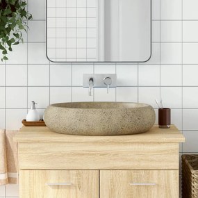 VidaXL Νιπτήρας Οβάλ Χρώμα Άμμου 59 x 40 x 15 εκ. Κεραμικός