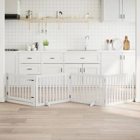 Διαχωριστικό Σκύλων/Πόρτα Πτυσσόμενο 4 Πάνελ 320εκ. Ξύλο Λεύκας