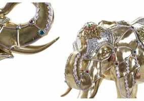 Διακοσμητική Φιγούρα DKD Home Decor Ελέφαντας Χρυσό Ρητίνη Πολύχρωμο (45,5 x 20 x 35 cm) (x2)