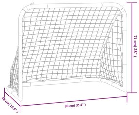 Τέρμα Ποδοσφαίρου με Δίχτυ Κόκκινο/Μαύρο 90x48x71 εκ. Ατσάλι - Μαύρο