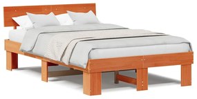 vidaXL Σκελετός Κρεβατιού Καφέ κεριού 135 x 190 cm Μασίφ ξύλο πεύκου
