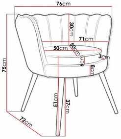 Πολυθρόνα Comfivo 319, Γκρι, 75x76x72cm, 12 kg, Ταπισερί, Πόδια: Μέταλλο | Epipla1.gr