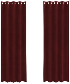 vidaXL Curtains Ένα οργανικό προϊόν με γαντζάκια 2 τμχ Μπορντό Βελούδο
