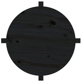 Τραπεζάκι Σαλονιού Μαύρο Ø 62,5x45 εκ. από Μασίφ Ξύλο Πεύκου - Μαύρο
