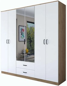 Ντουλάπα Εξάφυλλη 893RAN5405 210x51,5x210cm Oak-White Εξάφυλλη