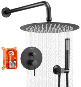 VEVOR Shower Faucet Set 8&quot; Round Rain Shower Head and Hand Set Matte Black
