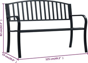 vidaXL Παγκάκι Κήπου Μαύρο 125 εκ. Ατσάλινο