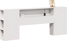 vidaXL Κεφαλάρι με Αποθ. Χώρο Λευκό 200 εκ. από Μασίφ Ξύλο Πεύκου