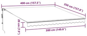 Τέντα Πτυσσόμενη Αυτόματη με LED Μπορντό 400x350 εκ. - Πολύχρωμο