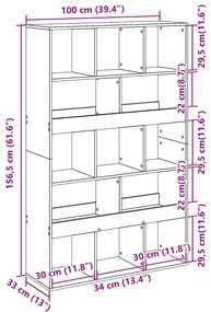 ΒΙΒΛΙΟΘΗΚΗ/ΔΙΑΧΩΡΙΣΤΙΚΟ ΧΩΡΟΥ ΓΚΡΙ 100X33X156,5 ΕΚ. ΕΠΕΞ. ΞΥΛΟ 3309533