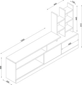 Σύνθεση τηλεόρασης Pesaro Megapap χρώμα λευκό 165x25x91,3εκ.