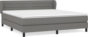 vidaXL Κρεβάτι Boxspring με Στρώμα Σκούρο Γκρι 180x200 εκ Υφασμάτιν