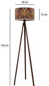 Φωτιστικό δαπέδου Rosling Megapap Mdf/ύφασμα Pvc χρώμα καρυδί - πολύχρωμο 38x38x140εκ.