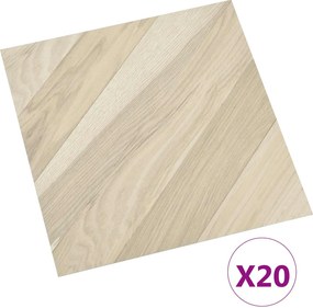 vidaXL Αυτοκόλλητα Πλάκες Δαπέδου Μπεζ Ριγέ 30,5 x 30,5 εκ 20 τεμ. PVC