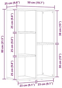 Βιβλιοθήκη Όψη Παλαιού Ξύλου 50x25x80 εκ. από Επεξ. Ξύλο - Καφέ