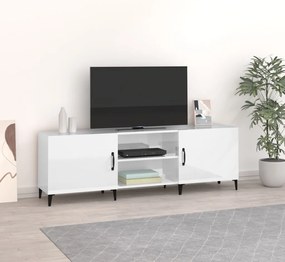 vidaXL Έπιπλο Τηλεόρασης Γυαλ. Λευκό150x30x50εκ.Επεξεργασμένο Ξύλο