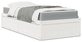 Κρεβάτι με Στρώμα Λευκό 90x200 εκ Μασίφ Ξύλο Πεύκου - Λευκό