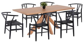 INDOOR DINING SET 7PCS PAOLO  TABLE &amp; 6 CHAIRS IN BLACK