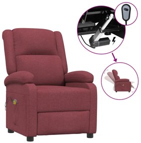 vidaXL Πολυθρόνα Μασάζ Ηλεκτρική Μπορντό Υφασμάτινη