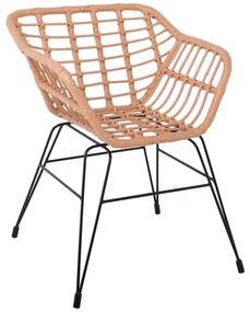 SALSA-S Πολυθρόνα Κήπου, Μέταλλο Βαφή Μαύρο, Wicker Φυσικό (χωρίς μαξιλάρι)  57x64x76cm Ε2442,1