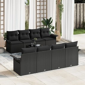 vidaXL 9 Τεμαχίων Σετ Σοφάκι Κήπου με Μαξιλάρια Μαύρο Πολυ Ρατάν