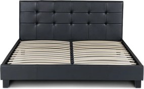 Κρεβάτι Sissy Megapap από τεχνόδερμα χρώμα μαύρο 160x200εκ.