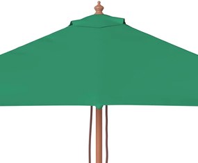 vidaXL Ομπρέλα Κήπου Πράσινη 150 x 200 εκ. με Ξύλινο Ιστό