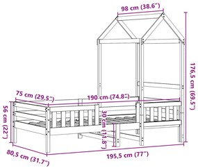 ΠΛΑΙΣΙΟ ΚΡΕΒΑΤΙΟΥ ΜΕ ΟΡΟΦΗ ΛΕΥΚΟ 75X190 ΕΚ. ΜΑΣΙΦ ΞΥΛΟ ΠΕΥΚΟΥ 3282169