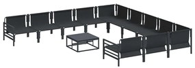 vidaXL Σετ Καναπέ Κήπου 12 pcs Ανθρακί Ατσάλι