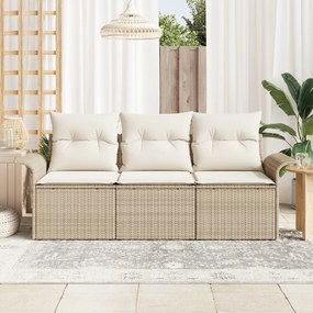vidaXL 3 τεμάχια σετ καναπέ κήπου με μαξιλάρια - Μπεζ πολυκαρυσταλλικό